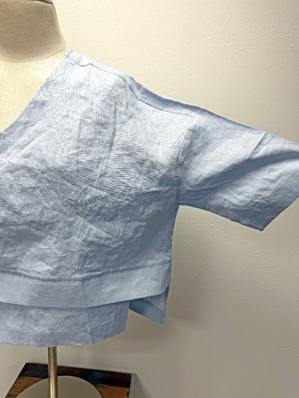 *NEW* Lintico 100% Linen Drop Shoulder Asymmetric Layered Hem Overtop VIOLA - Picture 11 of 16